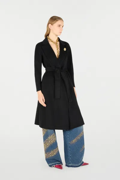Roberto Cavalli Coat In Cashmere Blend In Black