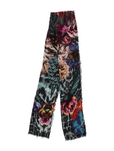 Pre-owned Roberto Cavalli Cashmere Printed Scarf In Black