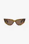 Roberto Cavalli Cat-eye Shape Sunglasses With Scale Effect Temples In Brown/green Havana