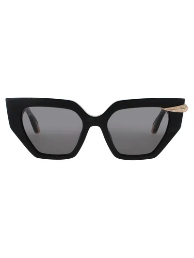 Roberto Cavalli Cat Eye Unisex Sunglasses In Black