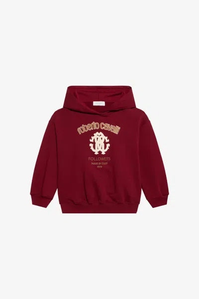 Roberto Cavalli Kids' Cavalli Hoodie In Rubinrot In Bordeaux