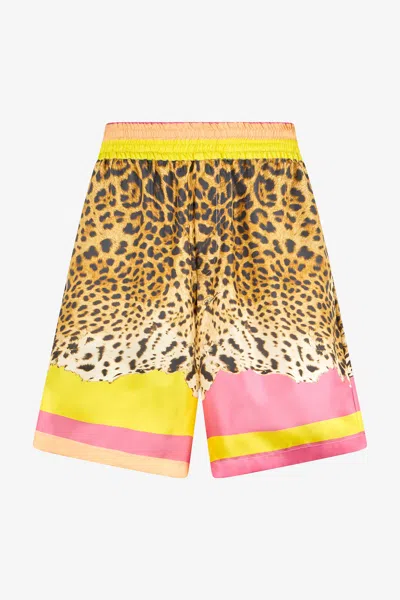 Roberto Cavalli Cavalli Pop Print Silk Bermuda Shorts In Multi