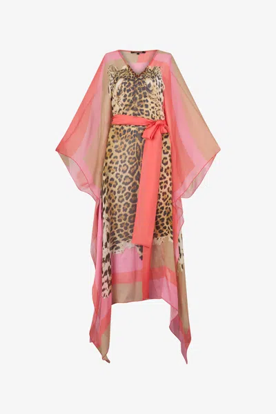 Roberto Cavalli Cavalli Pop Print Silk Kaftan In Red