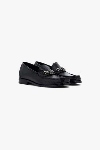 Roberto Cavalli Chain-embellished Loafers In Black