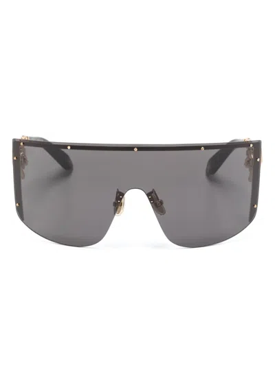 Roberto Cavalli Chain-embellished Shield Sunglasses In Gray