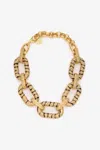 Roberto Cavalli Chain Necklace With Crystals And Tiger Skin Pattern In Gold
