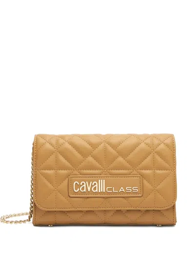 Roberto Cavalli Chain Quilted Shoulder Bag In Brown