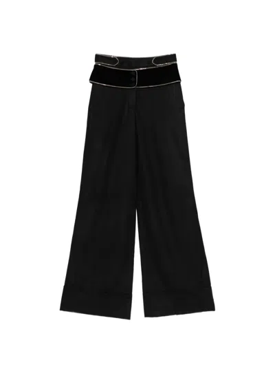 Roberto Cavalli Chain-trim Velvet-waistband Trousers In Black