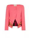 Roberto Cavalli Chameleon Rug-print Panelled Jacket In Fuchsia