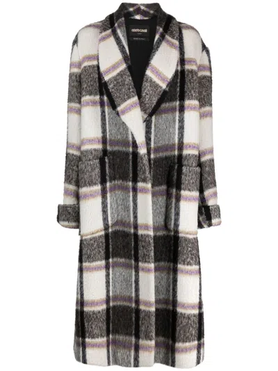 Roberto Cavalli Karierter Mantel In Black/white