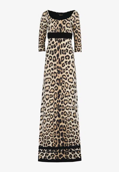 Roberto Cavalli Cheetah Print Maxi Dress In Animal Print