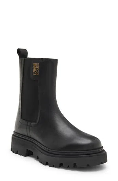 Roberto Cavalli Chelsea Lug Sole Boot In Black