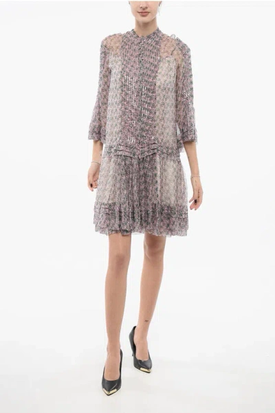 Roberto Cavalli Chiffon Pleated Dress With Sequins