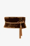 Roberto Cavalli Chocolate Corset Belt In Velvet With Tassels In Brown
