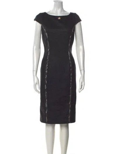 Pre-owned Roberto Cavalli Class Bateau Neckline Knee-length Dress In Grey