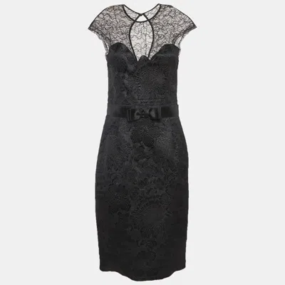 Roberto Cavalli Class  Black Brocade Lace Short Dress
