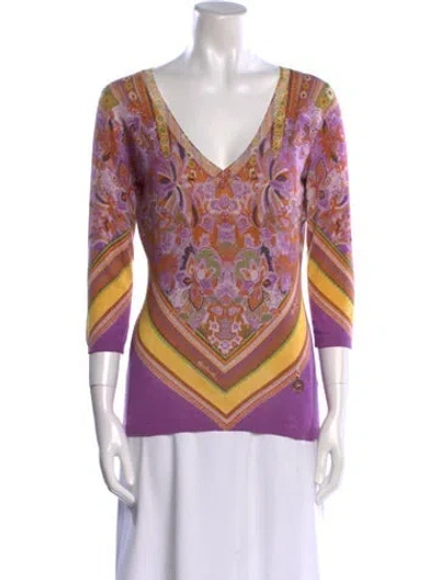 Pre-owned Roberto Cavalli Class Silk Paisley Print Tunic In Purple