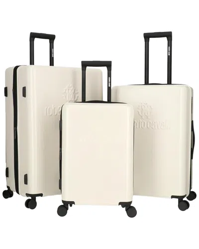 Roberto Cavalli Classic Logo 3pc Expandable Luggage Set In Beige