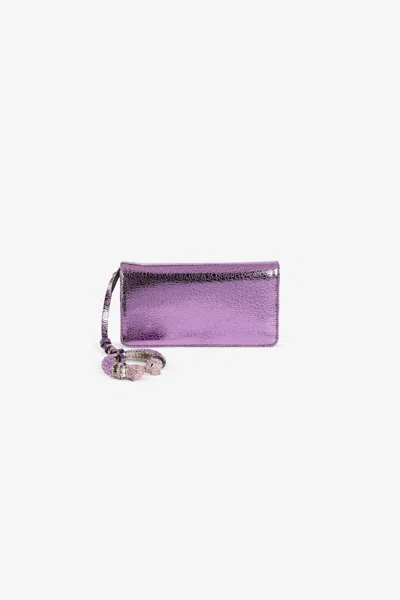 Roberto Cavalli Clutch With Bracelet In Purple