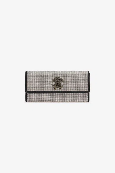 Roberto Cavalli Clutch With Crystals And Mirror Snake Monogram