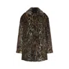 Roberto Cavalli Animal Print Faux Fur Long Sleeve Coat In Animal Print