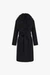 Roberto Cavalli Coat With Fur Collar In Black