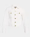 Roberto Cavalli Denim Jacket With Gold Buttons In Bianco