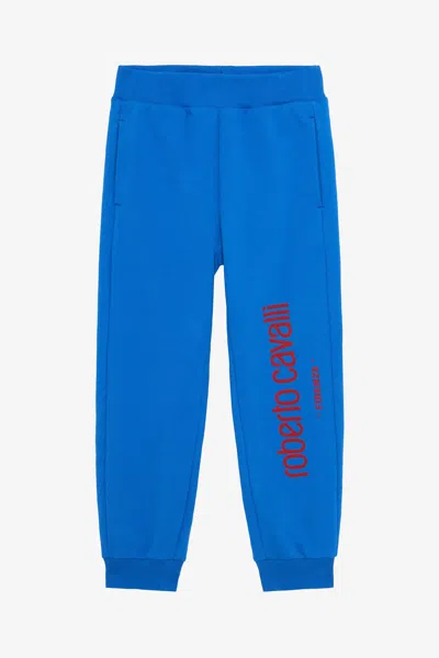 Roberto Cavalli Cobalt Blue Track Pants With Logo