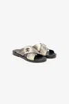 Roberto Cavalli Cobra Print Slides With Monogram Mirror Snake In Black/white