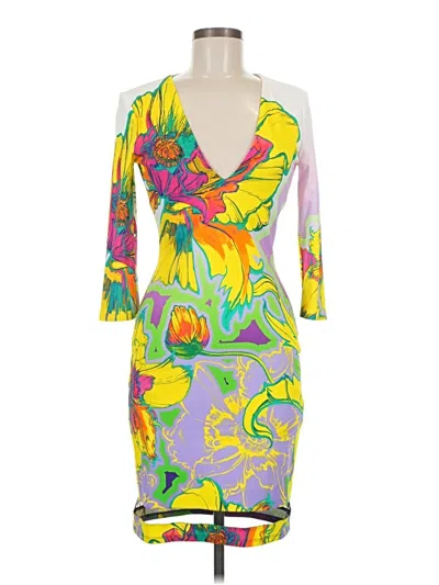 Pre-owned Roberto Cavalli Cocktail Dress In Yellow