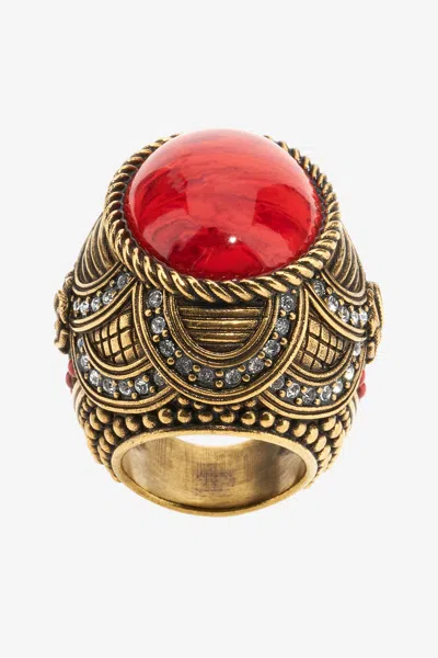 Roberto Cavalli Cocktail Ring With Decoration In Red
