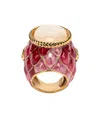 Roberto Cavalli Cocktail Ring With Scales And Stone In How Red/white/gold