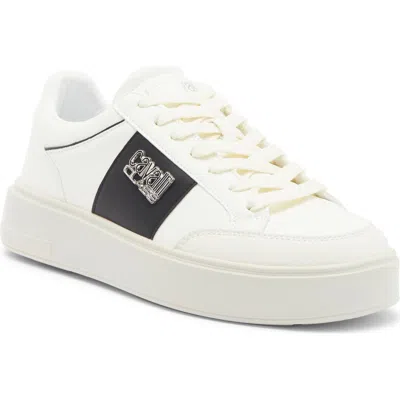 Roberto Cavalli Colorblock Low Top Sneaker In Off White/black