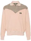 Roberto Cavalli Colour-block Faux-suede Sweatshirt In Neutrals