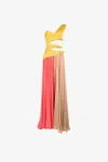 Roberto Cavalli Colourblock Pleated Gown In Multicolor