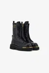 Roberto Cavalli Combat Boot With Rc Logo In Black