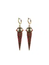 Roberto Cavalli Cone-shape Stone-embellished Earrings In Gold
