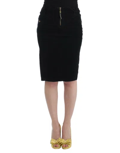 Roberto Cavalli Corduroy Pencil Skirt In Black