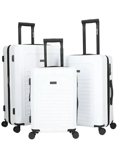 Roberto Cavalli Core Logo 3pc Expandable Luggage Set In White