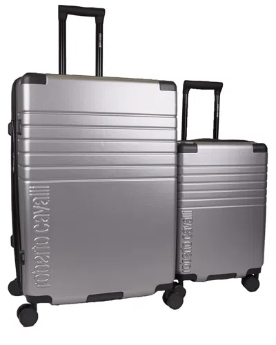 Roberto Cavalli Core Molded 2pc Expandable Luggage Set In Silver