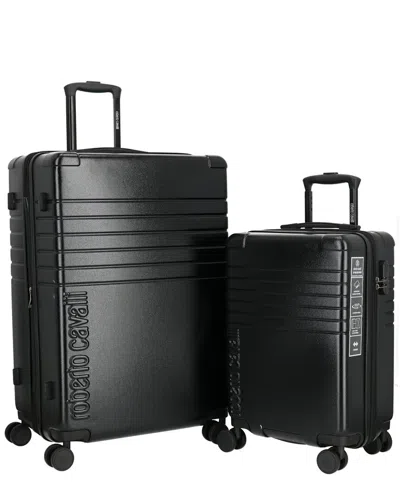 Roberto Cavalli Core Molded Collection 2pc Expandable Luggage Set In Black