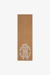 Roberto Cavalli Cotton And Wool Blend Scarf With Rc Monogram In Light Brown