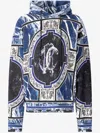 Roberto Cavalli Sweatshirt With Marble Print And Embellishments In Blue