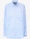 Roberto Cavalli Striped Shirt With Zebra Pattern In Blue