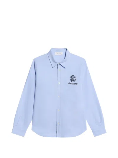 Roberto Cavalli Kids' Cotton Shirt In Blue