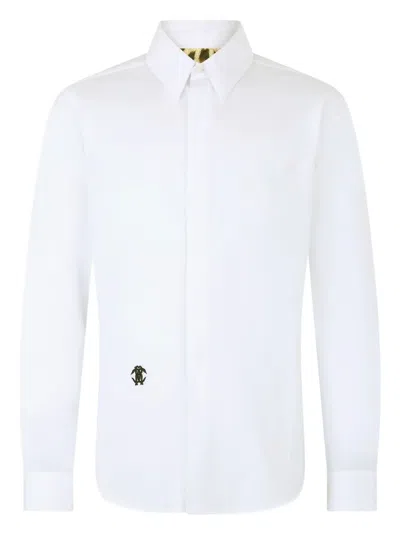 Roberto Cavalli Cotton Shirt With Embroidery In White