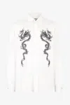 Roberto Cavalli Cotton Shirt With Dragons In White