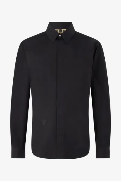Roberto Cavalli Cotton Shirt With Embroidery In Black