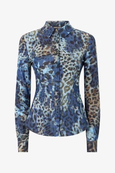 Roberto Cavalli Cotton Shirt With Jaguar Skin Print