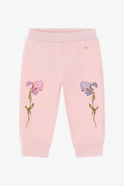 Roberto Cavalli Cotton Sweatpants With Flowers In Pink
